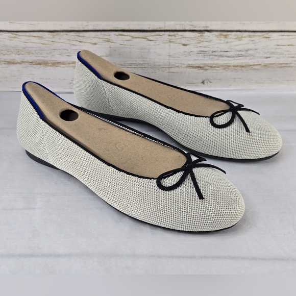 Rothy's Shoes - Rothy's The Ballet Flat Bow Accent Round Toe Diamond Metallic Women's Size 8.5